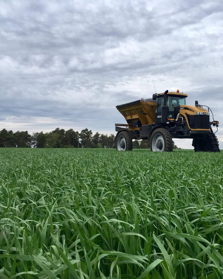 One of Holmes Agromart's trucks on the field.