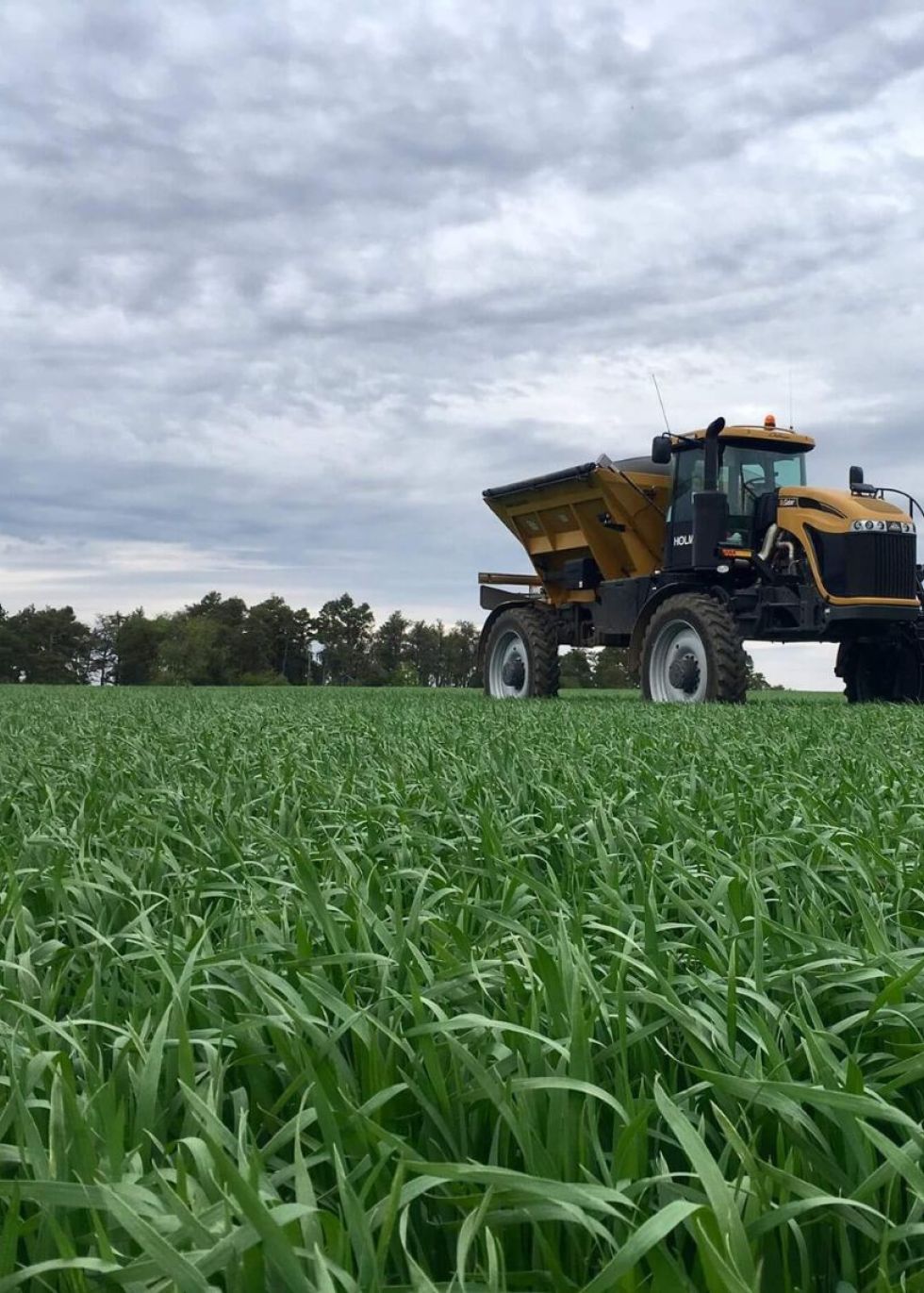 One of Holmes Agromart's trucks on the field.